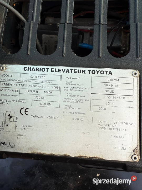 wózek widłowy TOYOTA 8FGF30 LPG Triplex 470m Działoszyn