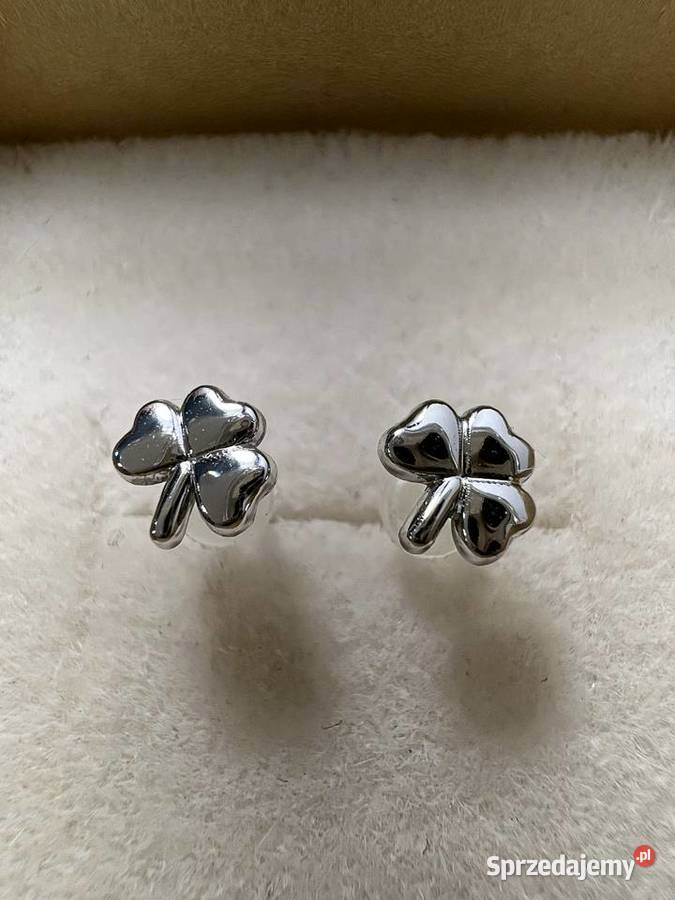 Kolczyki srebrne koniczyny koniczyna podkarpackie