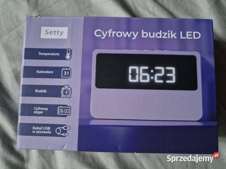 NOWY Budzik cyfrowy Setty z termometrem i fioletowy Wrocław sprzedam