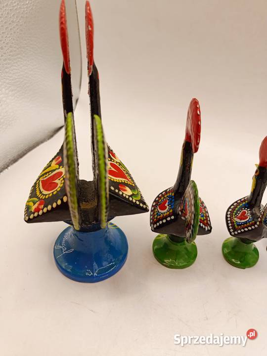 Zestaw czterech metalowych kogutów ptaków Zamość