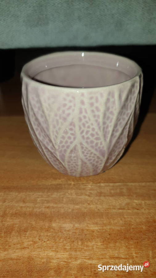 Osłonka doniczka ceramiczna jasnoróżowa kwiatowy