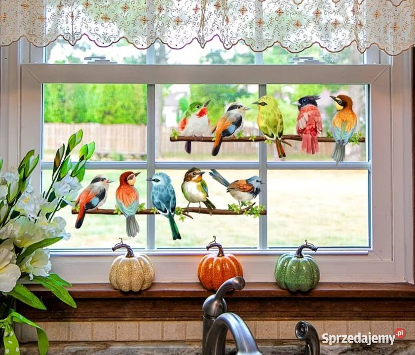 Naklejka na szybę folia z ptakami Wykończenie Ząbki