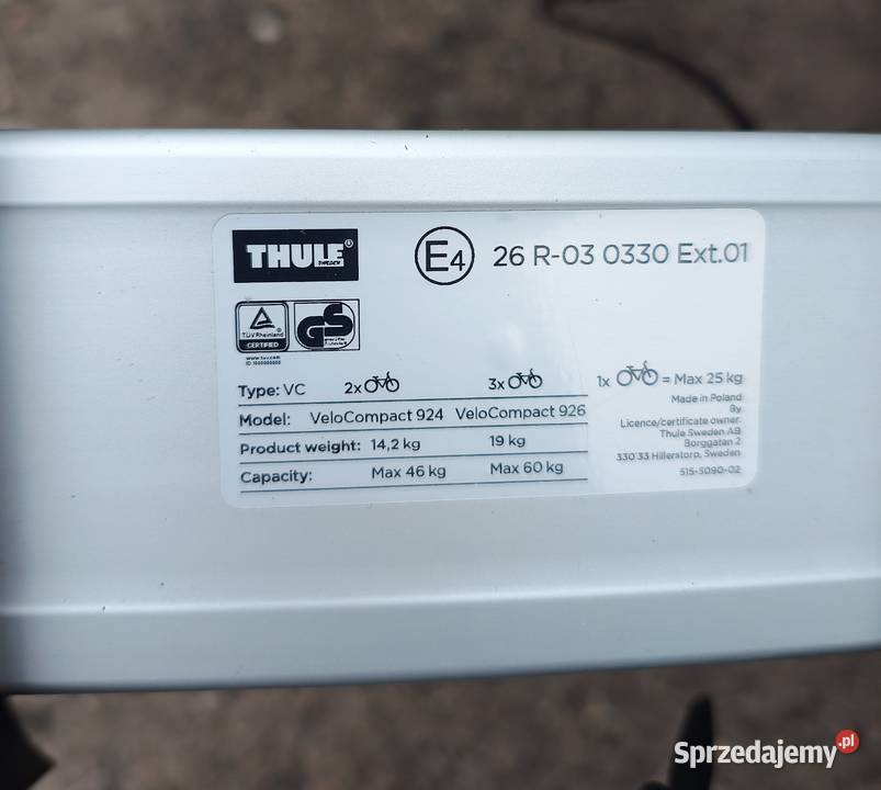 Thule Velo Compact 924 2 rowery stan Gdańsk