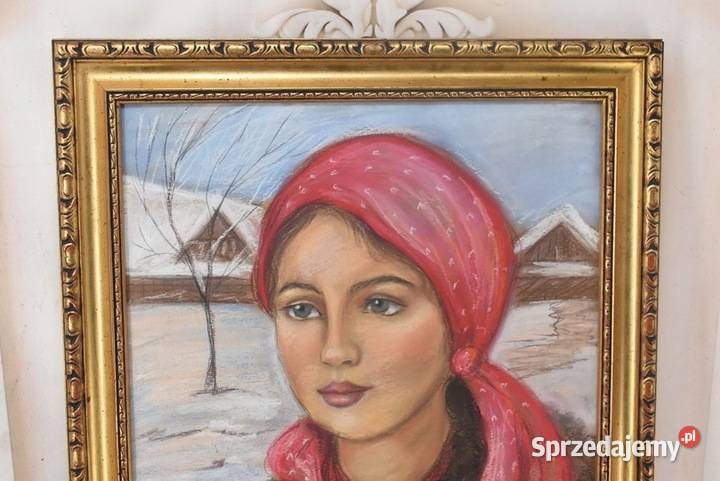 T Axentowicz Góralka Stary Portret Obraz Pastel Kraków