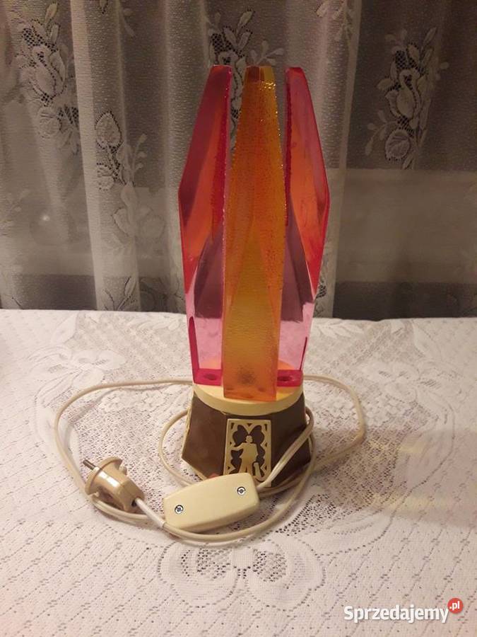 Lampka nocna kryształy lampa stołowa brązowa PRL łódzkie Piotrków Trybunalski sprzedam