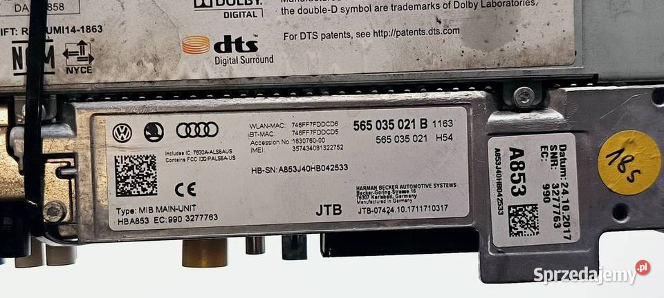 ZMIENIARKA CD SKODA KAROQ 565035021B HARMAN Lipno