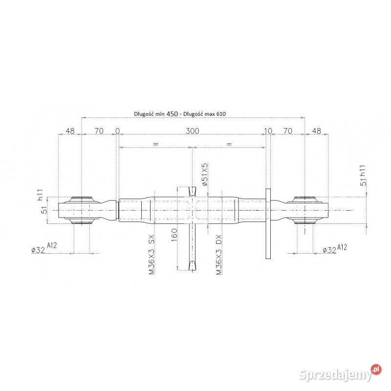 Łącznik górny centralny gwint kat 3 450610mm małopolskie Kamionna