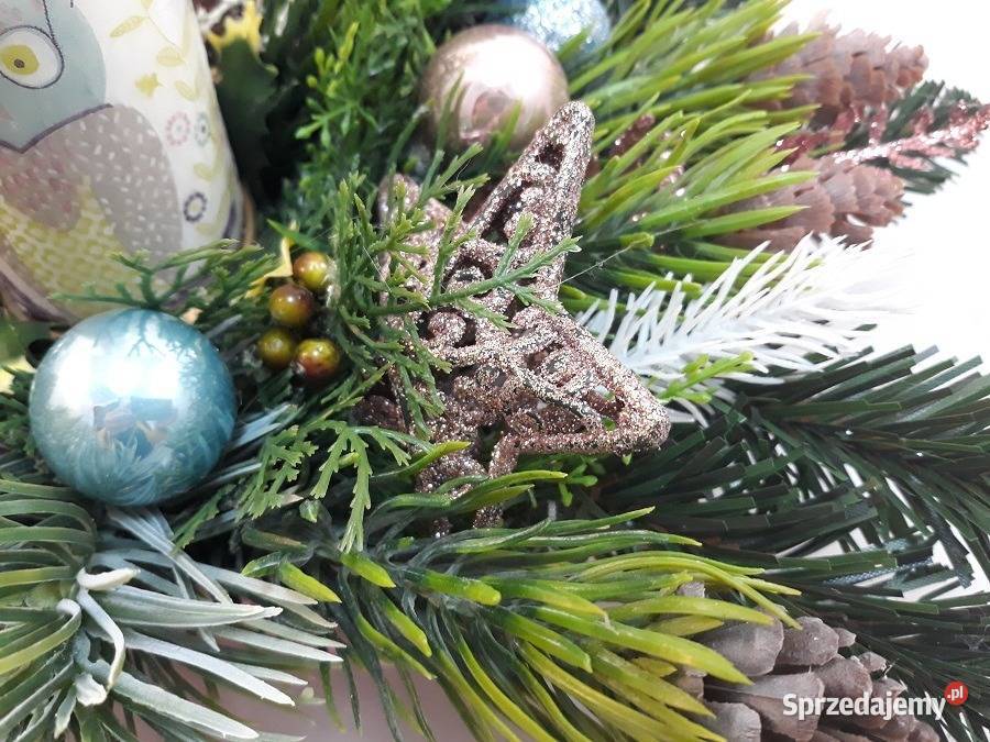 Stroik świąteczny sowa rękodzieło