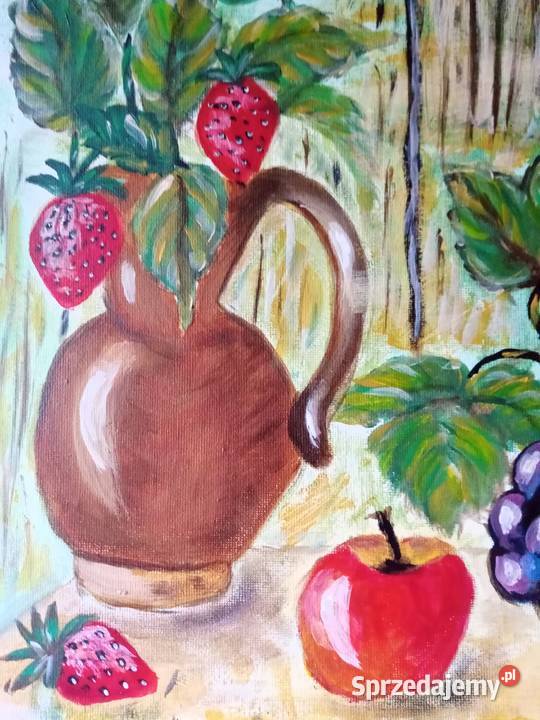 Martwa natura obraz ręcznie malowany akrylami Piwniczna-Zdrój