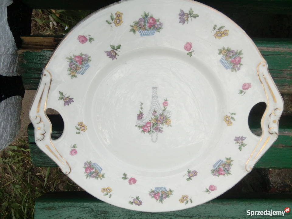 Nie prl patera talerz porcelana Francja kwiaty biały Łódź sprzedam