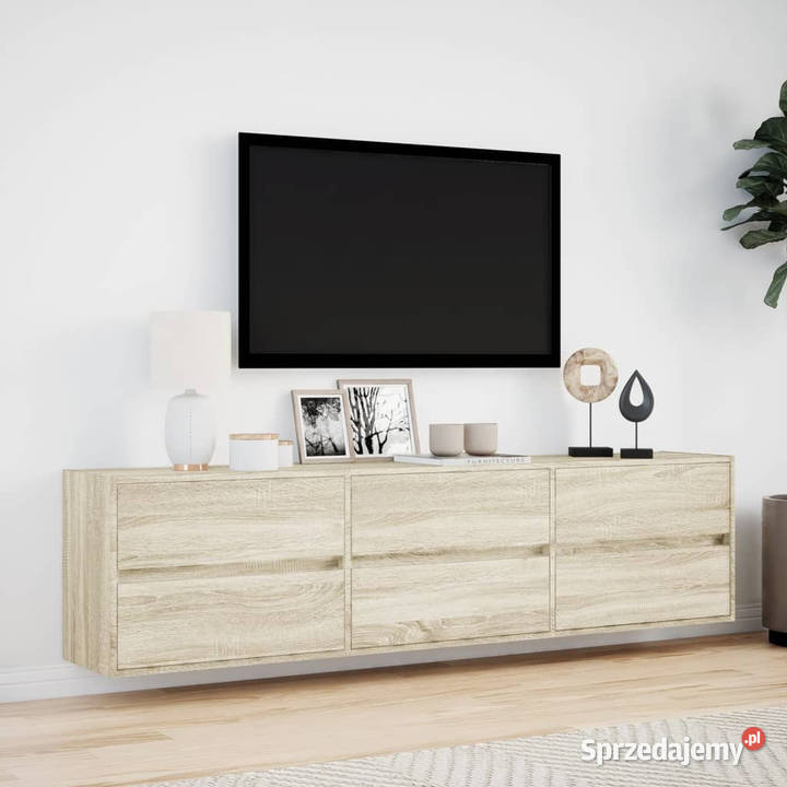 Ścienna szafka pod TV z LED dąb sonoma 180x31x45 RTV