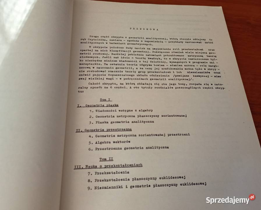 Geometria analityczna I roku matematyki Cz 2 Gdańsk sprzedam