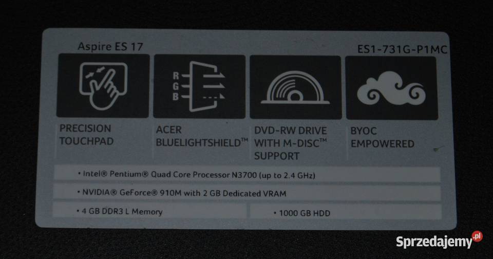 Acer aspire es 17 173 komplet Acer Tyczyn