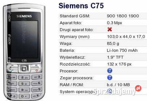 Telefon Komórkowy SIEMENS C75 komplet Orange małopolskie Kraków