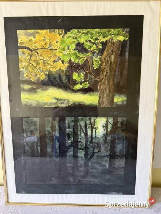 Duży Unikatowy Obraz Pejzaż Leśny Malowany Czerwionka-Leszczyny