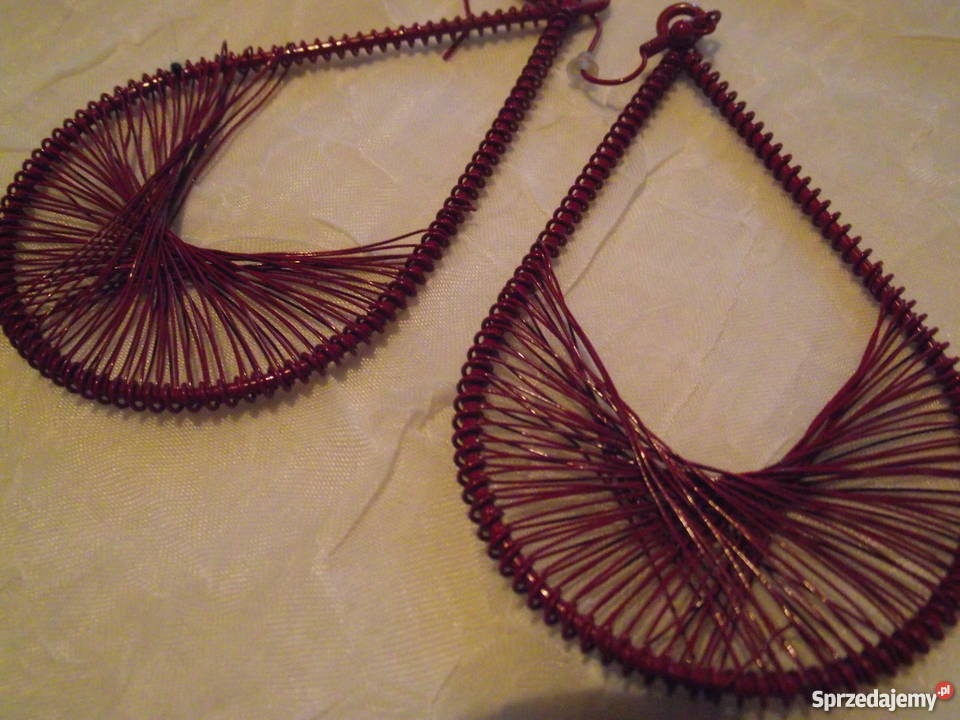 PIĘKNE BURGUNDOWE KOLCZYKI ręcznie wykonane