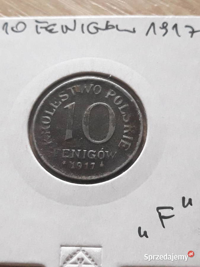 10 Fenigów Królestwo Polskie 1917 r piękne J Konin