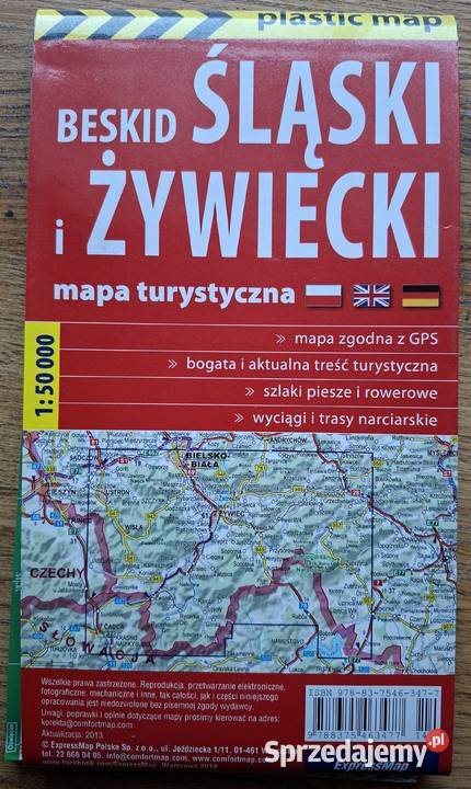 Beskid Śląski i Żywiecki mapa turystyczna 150 Kraków