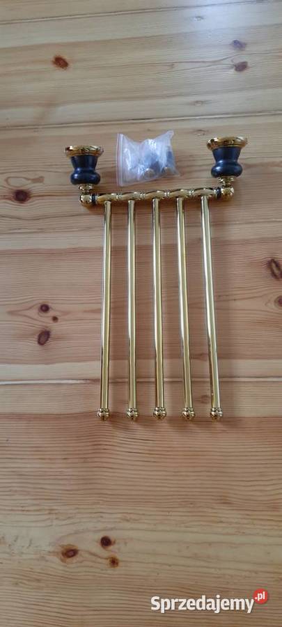 złoty uchwyt na ręczniki vintage retro 5ramienny