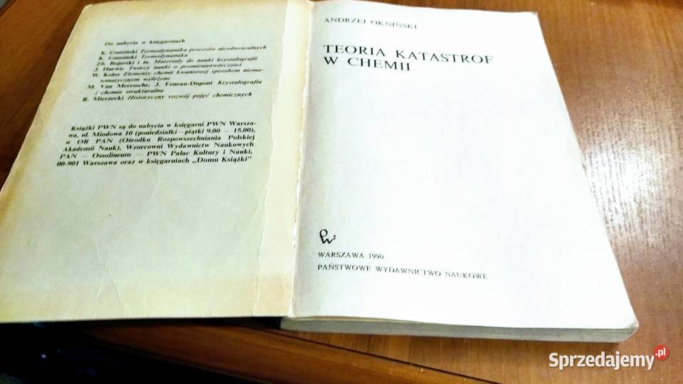 Teoria katastrof w chemii Andrzej Okniński Książki naukowe i popularnonaukowe Gdańsk