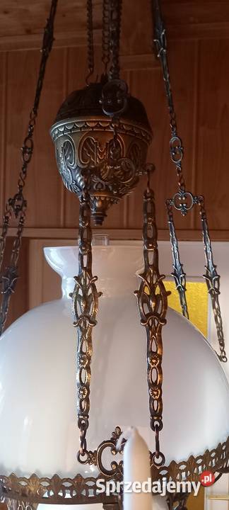 Duża wisząca lampa naftowa z bocznymi Skierniewice