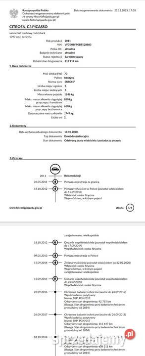 CITROEN C3 PICASSO 2011 ZAREJESTROWANY w Polsce Wągrowiec