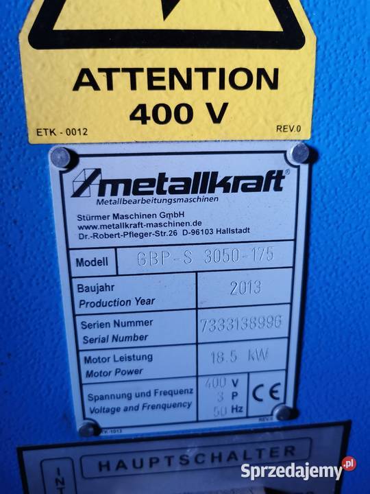 Prasa Krawedziowa MetalKraft GBPS 3050175 mazowieckie Zwoleń