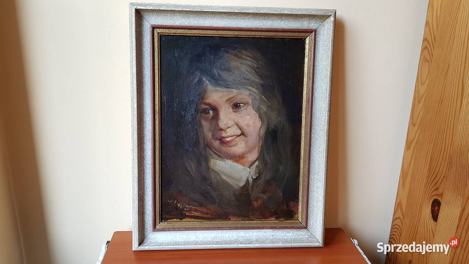 Stary sygnowany obraz olejny na płycie Dąbrowa Górnicza
