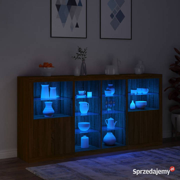 Szafka z oświetleniem LED brązowy dąb 202x37x100 mazowieckie Warszawa sprzedam
