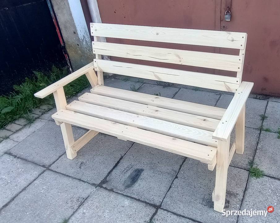 Ławka drewniana sosnowa ławka z kantówek 120 Ławy i ławki Opoczno sprzedam