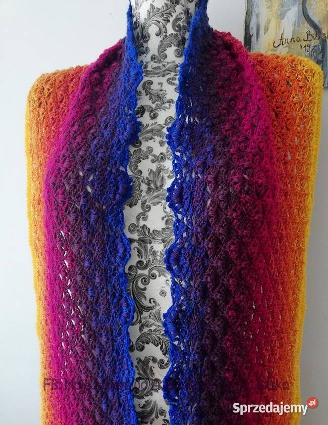 Szal wielokolorowy rekodzieloNOWY Skarżysko-Kamienna