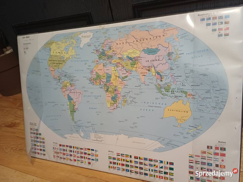 Stara mapa swiata z 70 lat Lubań