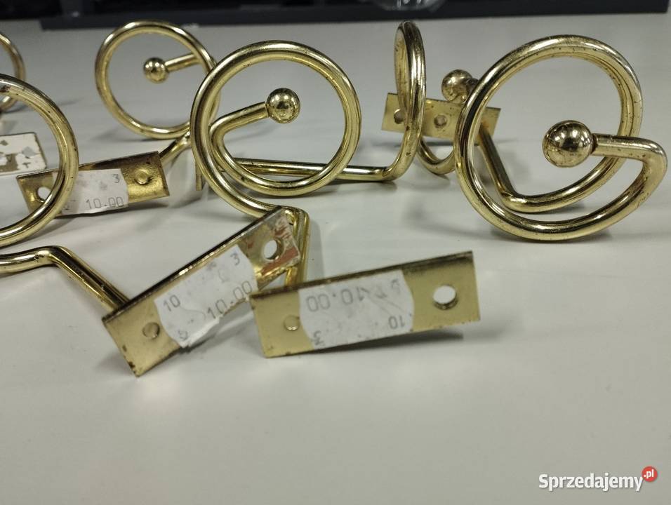 Metalowe wieszaki uchwyty złoty kolor haczyki Wyskoć