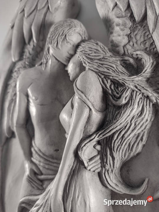 Zakochany Anioł Płaskorzeźba Gipsowa Miłość Love Dom i Ogród
