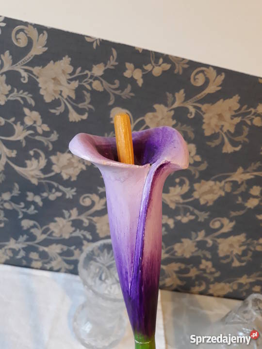 Kwiat rzeźbiony drewniany piękne kolory na Dekoracje i ozdoby Gdańsk sprzedam