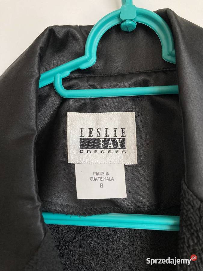Czarny żakardowy żakiet vintage Leslie Fay USA L podkarpackie