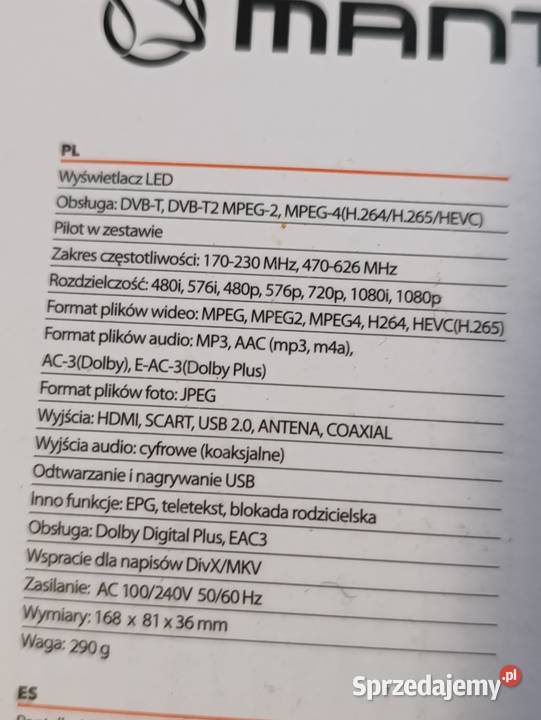 dekoder naziemnej telewizji cyfrowej Manta