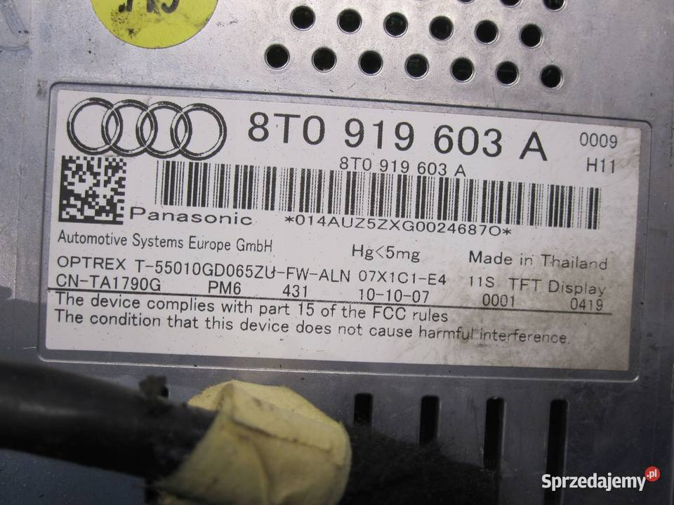 AUDI A4 B8 IV 08r ekran wyświetlacz 8T0919603A Kielce sprzedam