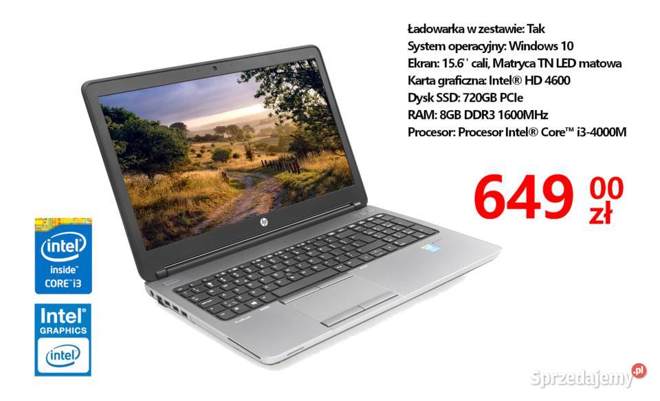 Laptop HP ProokBook 650 G1 156 TN LED 8GB RAM Taktowanie 2400 Jelenia Góra sprzedam