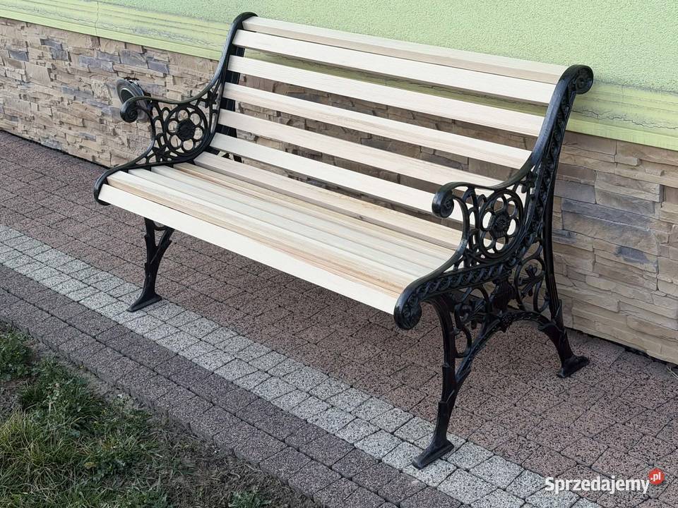 Ławka drewniana ogrodowa parkowa DĘBICA żeliwna Dębica