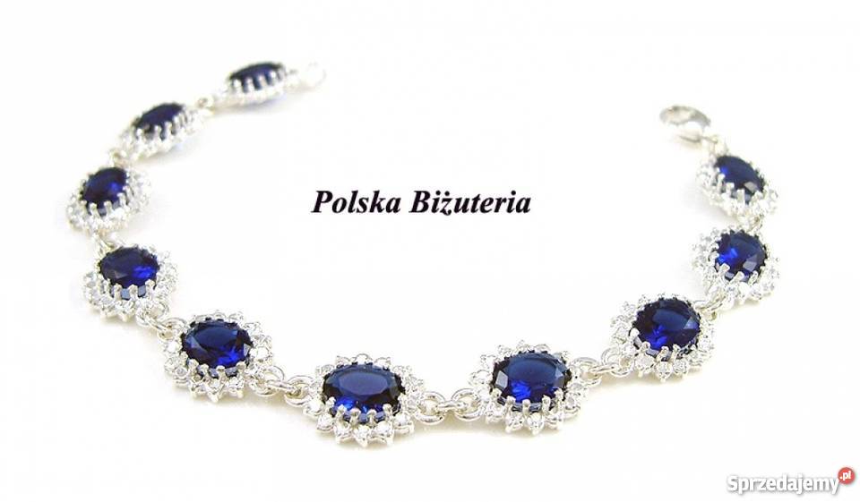 Piękny Srebrny Komplet z Szafirami na Prezent