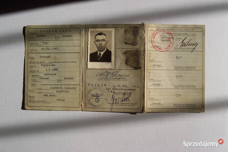 Kennkarta Karta Rozpoznawcza 1942r Oryginał Kraków