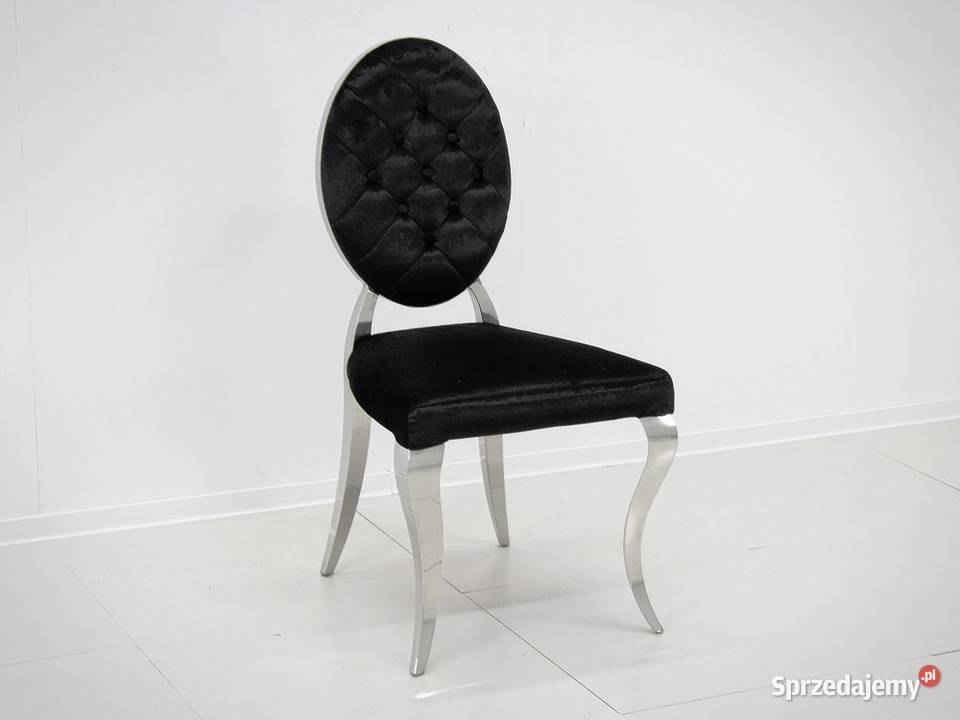Pikowane welurowe czarne krzesło 50x58x96 FT83H Majdan Królewski