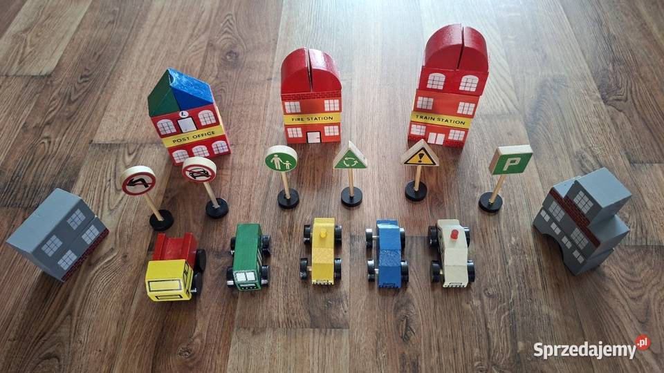 Klocki drewniane 33 elementy z pudełkiem Drewno