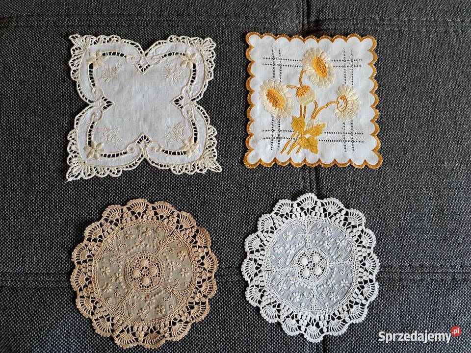 Zestaw 4 serwetek haft handmade hafrowane Obrusy i serwety Łódź