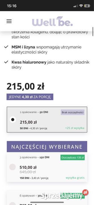 Kolagen w proszku well be wildberry 250g Złotniki sprzedam