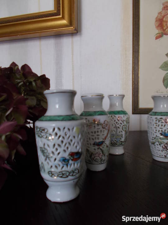 Ażurowe Porcelanowe Wazoniki6 kolekcja PRL Szczecin