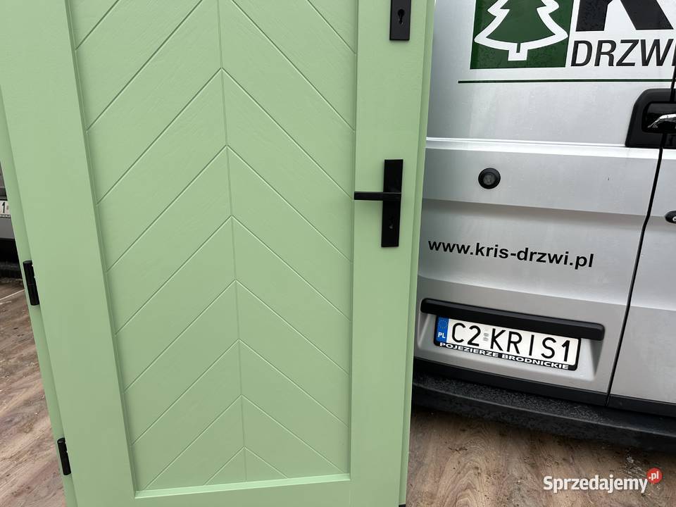 Drzwi zewnętrzne zielone dostępne ręki 75mm 212cm Brodnica sprzedam