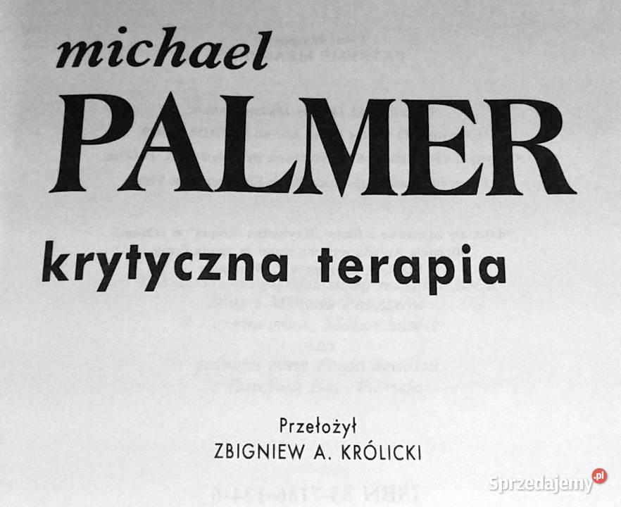 Krytyczna terapia Michael Palmer Pozostałe Chełm