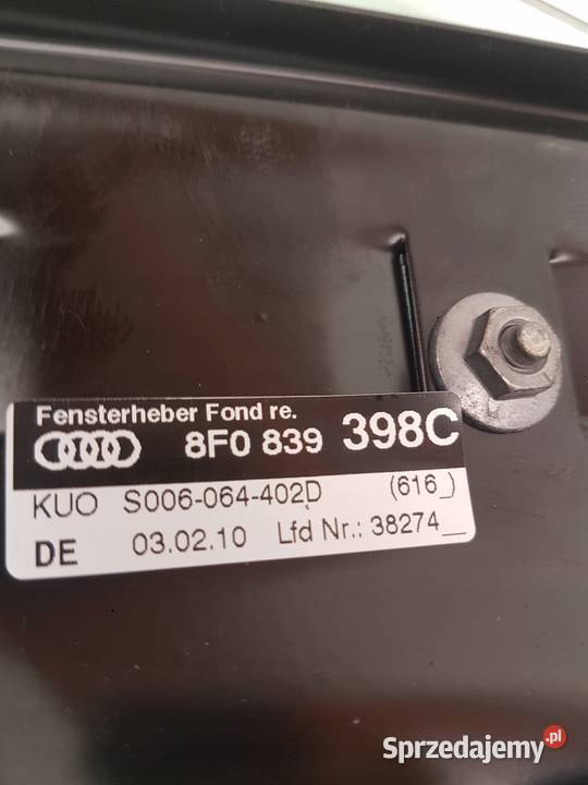 MECHANIZM SZYBY TYŁ AUDI A5 CABRIO 8F0839398C